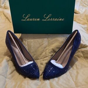 Lauren Lorraine Sparkling Navy Heels